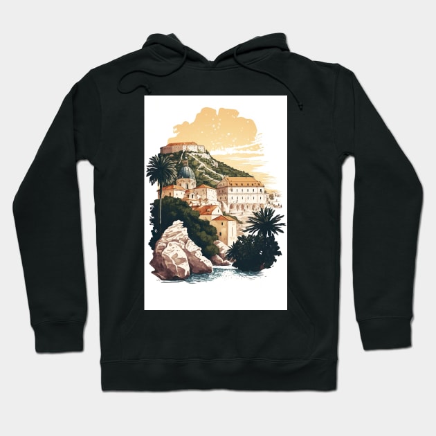 Dubrovnik Croatia Illustration Drawing Hoodie by unrealartwork